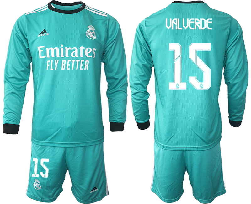 Men 2021-2022 Club Atletico Madrid second away blue Long Sleeve #15 Soccer Jersey